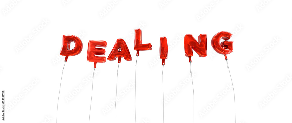 Fototapete dealing - word made from red foil balloons - 3d rendered. can be used for an online banner ad or a p