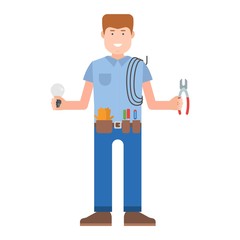 Worker man vector character.