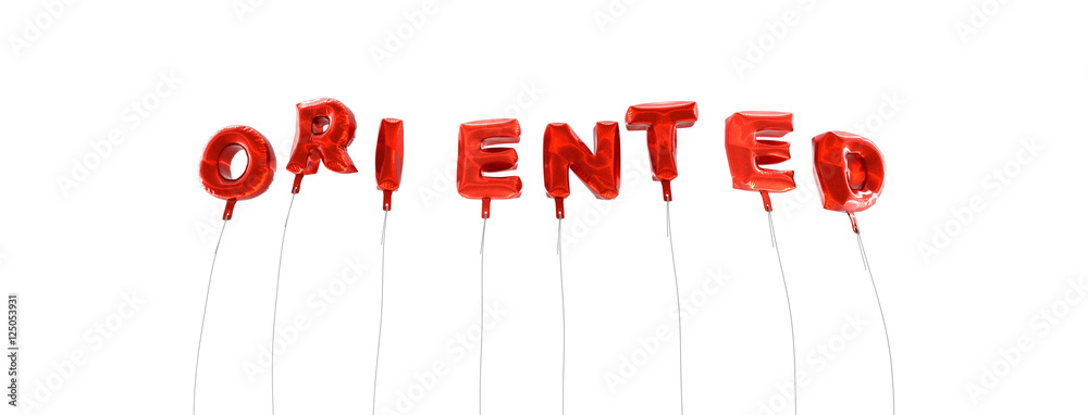 Fototapete oriented - word made from red foil balloons - 3d rendered. can be used for an online banner ad or a 