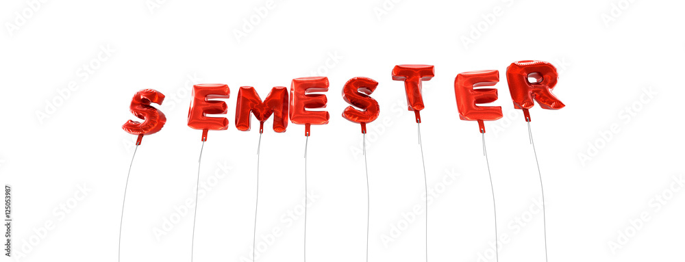 Fototapete semester - word made from red foil balloons - 3d rendered. can be used for an online banner ad or a 