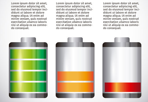 Gradient Battery Charging Levels Infographic Template Design