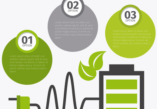 Battery and Leaf Icons with Editable Text in Circles