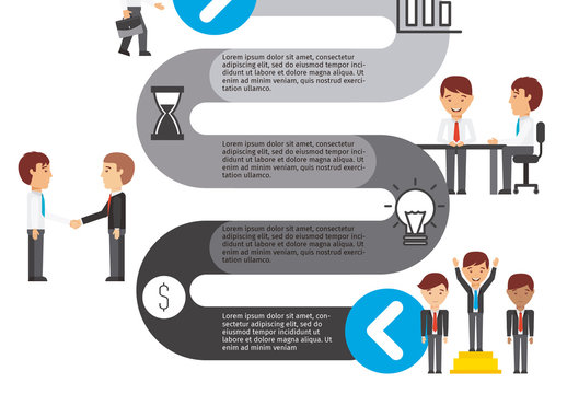 Businessmen Process Infographic with Editable Text