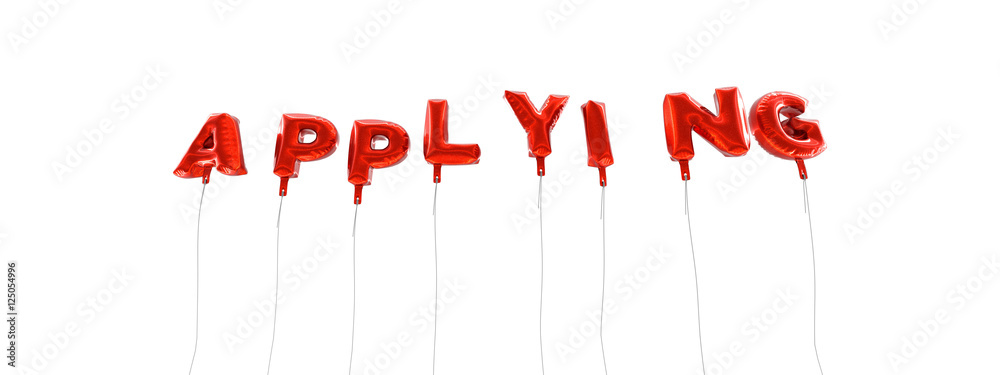 Fototapete applying - word made from red foil balloons - 3d rendered. can be used for an online banner ad or a 