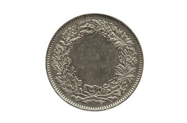 vintage vacant metal coin isolated on a white background