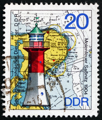 Postage stamp Germany 1975 Sassnitz, Lighthouse