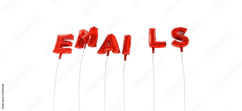 Fototapete emails - word made from red foil balloons - 3d rendered. can be used for an online banner ad or a pr