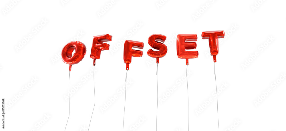 Fototapete offset - word made from red foil balloons - 3d rendered. can be used for an online banner ad or a pr