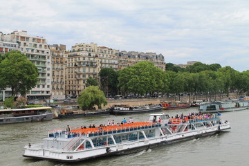Fototapeta na wymiar Promenade sur la Seine en bateau mouche, Paris