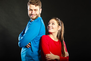 Portrait of smiling woman and man. Happy couple.