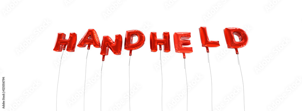 Fototapete handheld - word made from red foil balloons - 3d rendered. can be used for an online banner ad or a 
