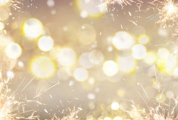 Golden Christmas holiday abstract glitter defocused background