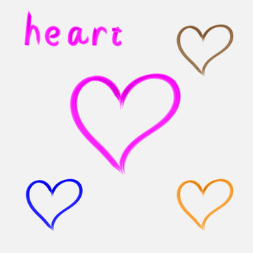 Hand drawn vector hearts with hand drawn letters