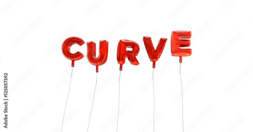 Fototapete curve - word made from red foil balloons - 3d rendered. can be used for an online banner ad or a pri