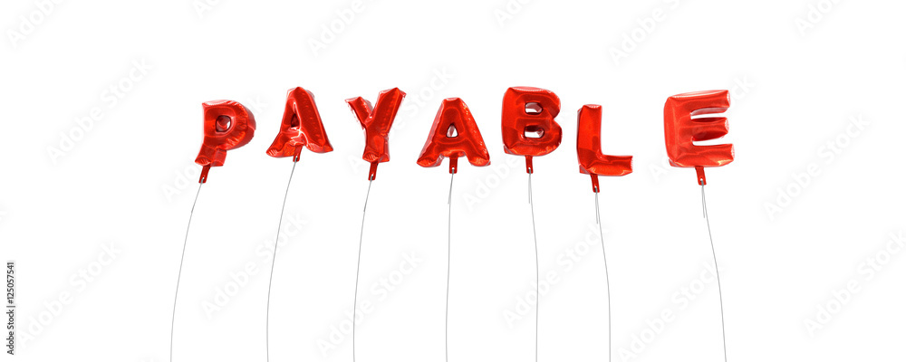 Fototapete payable - word made from red foil balloons - 3d rendered. can be used for an online banner ad or a p