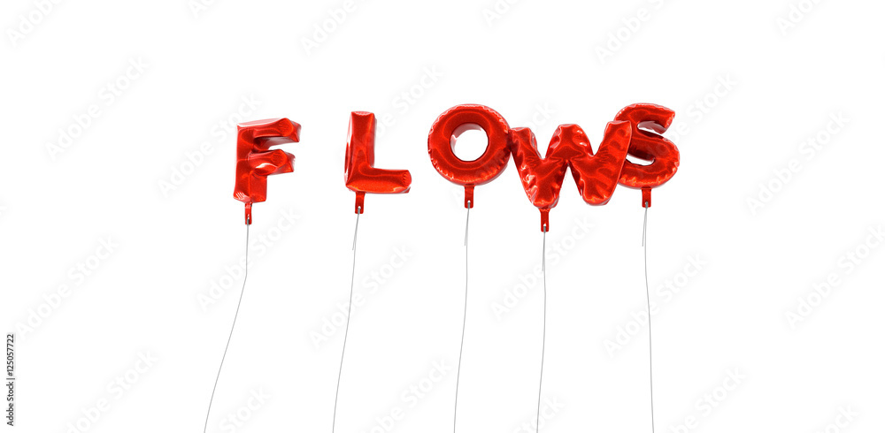 Fototapete flows - word made from red foil balloons - 3d rendered. can be used for an online banner ad or a pri