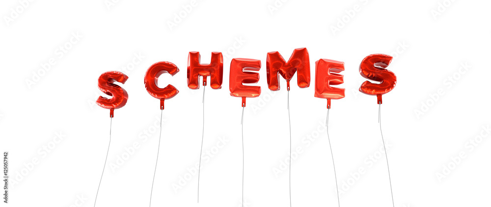 Fototapete schemes - word made from red foil balloons - 3d rendered. can be used for an online banner ad or a p
