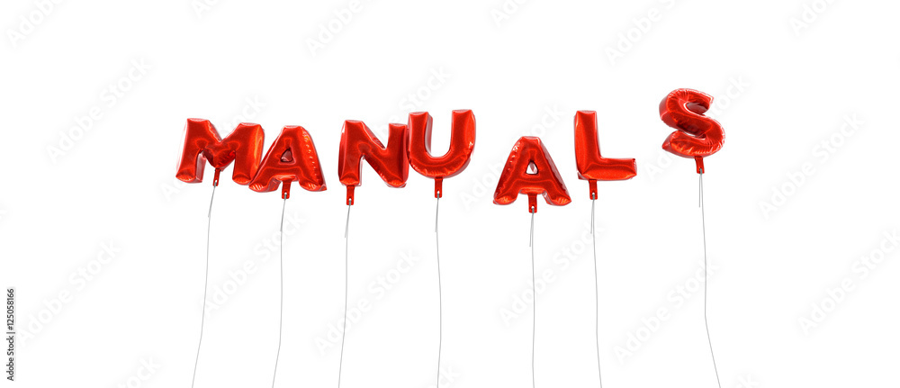 Fototapete manuals - word made from red foil balloons - 3d rendered. can be used for an online banner ad or a p