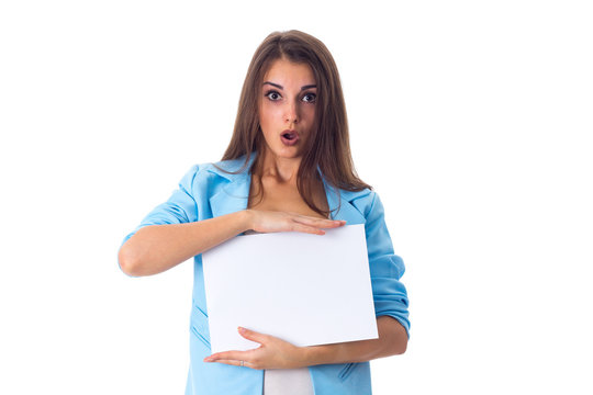 Woman Holding White Sheet Of Paper