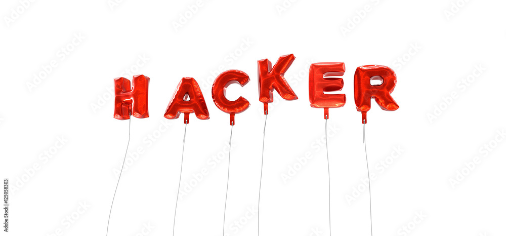 Fototapete hacker - word made from red foil balloons - 3d rendered. can be used for an online banner ad or a pr