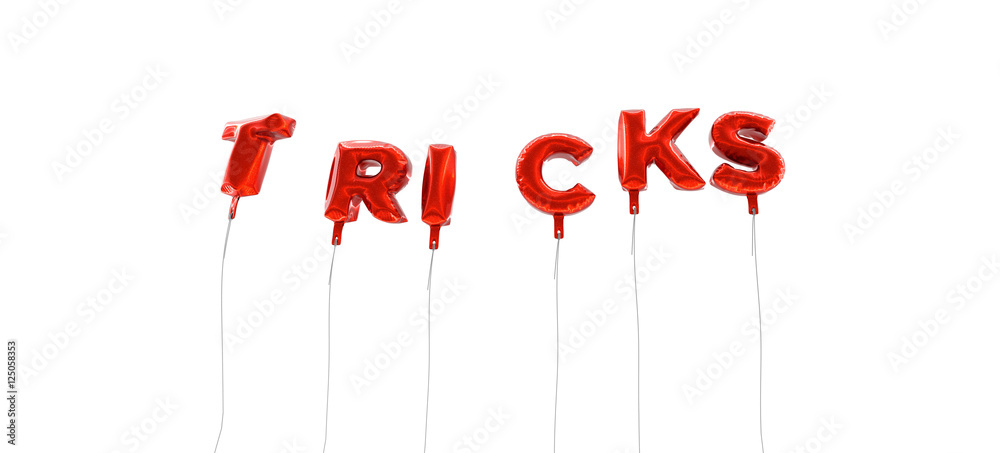 Fototapete tricks - word made from red foil balloons - 3d rendered. can be used for an online banner ad or a pr