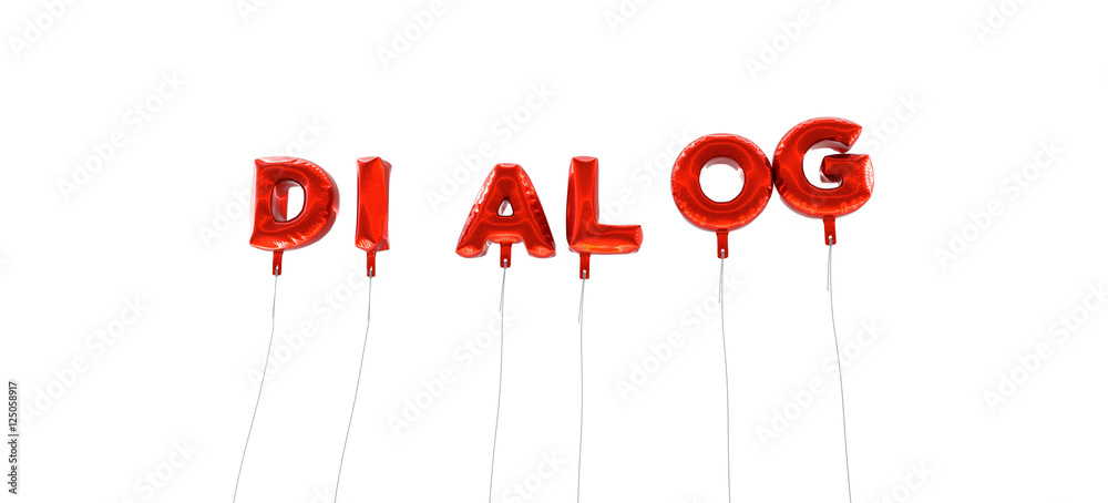 Fototapete dialog - word made from red foil balloons - 3d rendered. can be used for an online banner ad or a pr