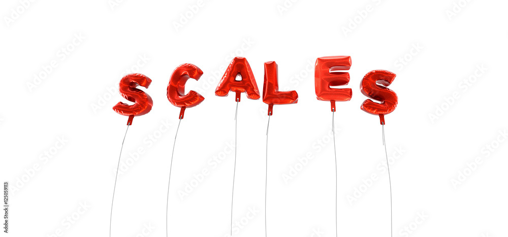 Fototapete scales - word made from red foil balloons - 3d rendered. can be used for an online banner ad or a pr