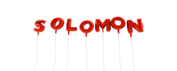 SOLOMON - word made from red foil balloons - 3D rendered.  Can be used for an online banner ad or a print postcard.