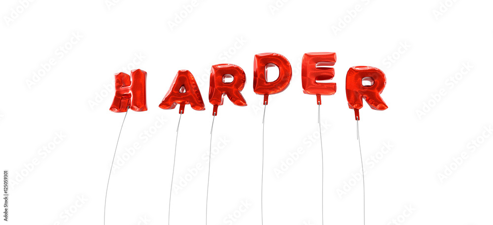 Fototapete harder - word made from red foil balloons - 3d rendered. can be used for an online banner ad or a pr