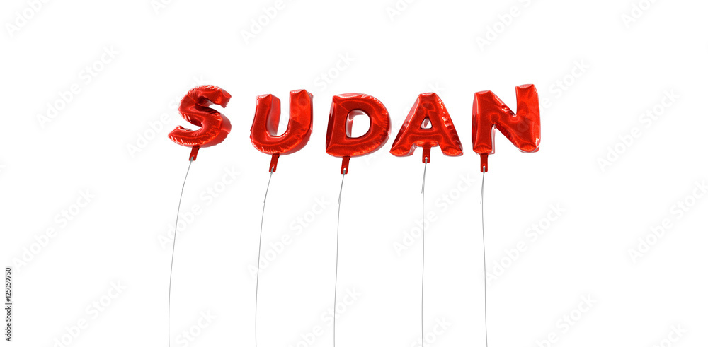 Fototapete sudan - word made from red foil balloons - 3d rendered. can be used for an online banner ad or a pri