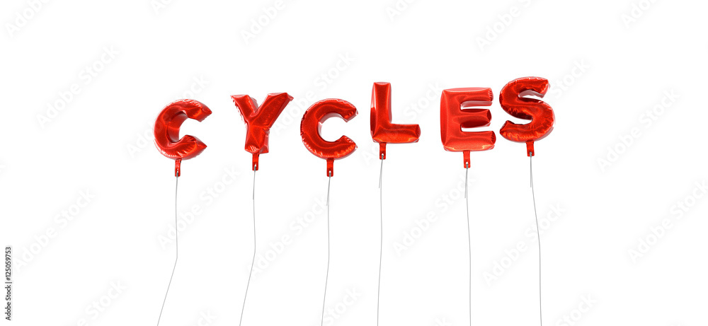 Fototapete cycles - word made from red foil balloons - 3d rendered. can be used for an online banner ad or a pr