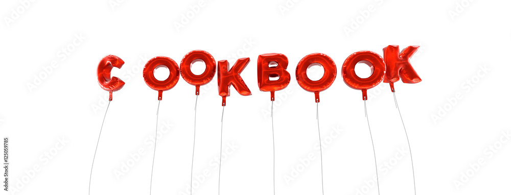 Fototapete cookbook - word made from red foil balloons - 3d rendered. can be used for an online banner ad or a 