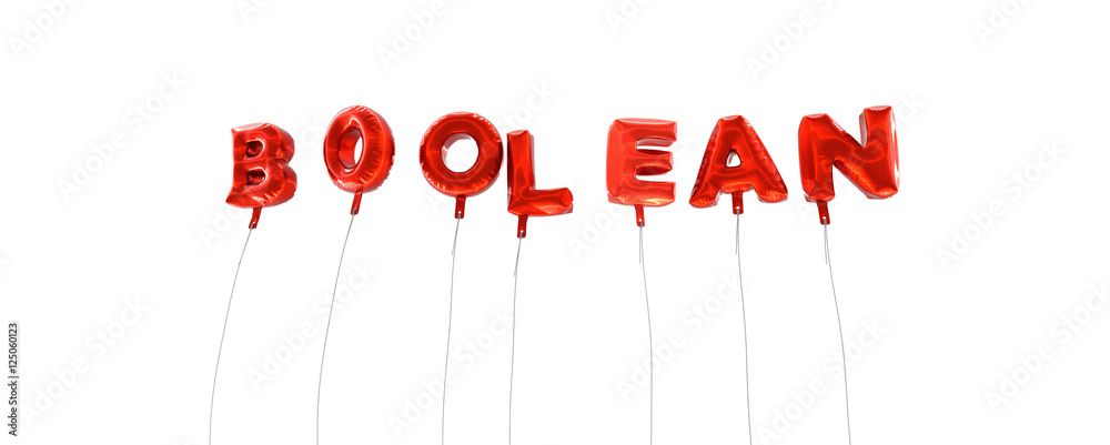Fototapete boolean - word made from red foil balloons - 3d rendered. can be used for an online banner ad or a p