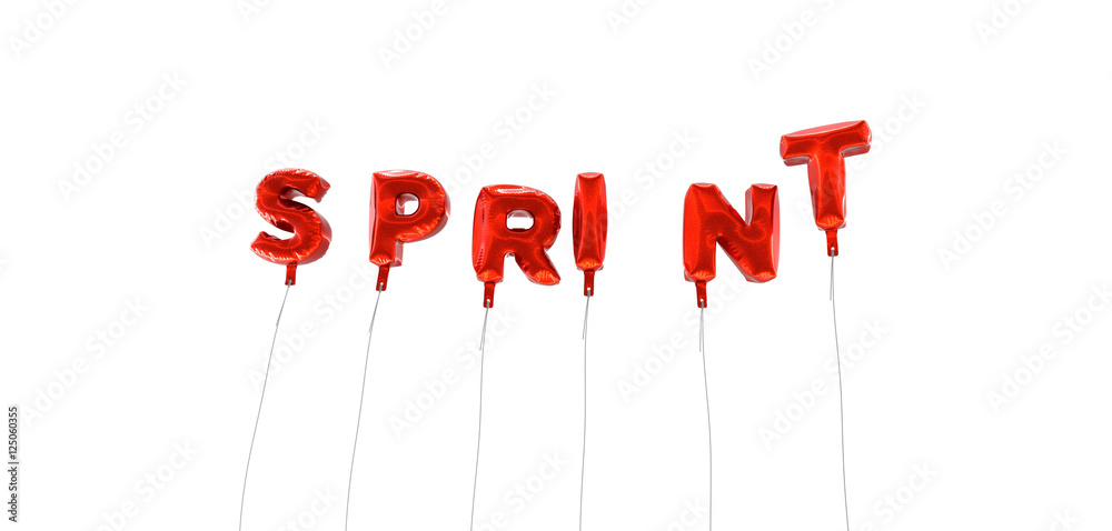 Fototapete sprint - word made from red foil balloons - 3d rendered. can be used for an online banner ad or a pr