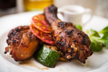 Glazed chicken with grilled vegetables