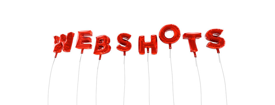 WEBSHOTS - word made from red foil balloons - 3D rendered.  Can be used for an online banner ad or a print postcard.