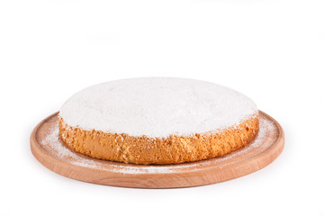 Sponge cake on wood board