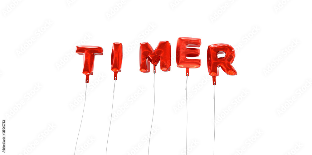 Fototapete timer - word made from red foil balloons - 3d rendered. can be used for an online banner ad or a pri