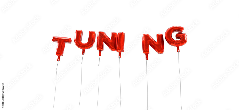 Fototapete tuning - word made from red foil balloons - 3d rendered. can be used for an online banner ad or a pr