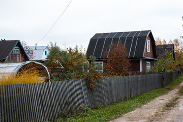 House in a village in a autumn day