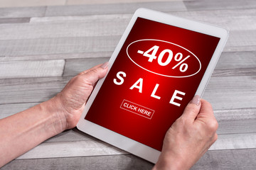 Sale concept on a tablet