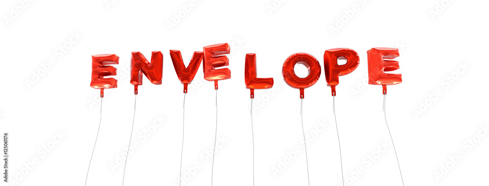 Fototapete envelope - word made from red foil balloons - 3d rendered. can be used for an online banner ad or a 