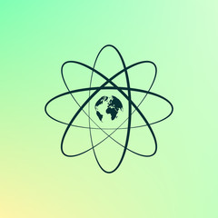 Flat paper cut style icon of science symbol