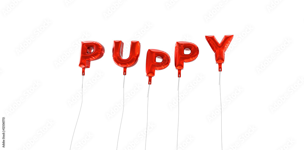 Fototapete puppy - word made from red foil balloons - 3d rendered. can be used for an online banner ad or a pri
