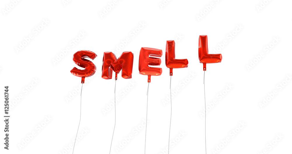 Wall mural smell - word made from red foil balloons - 3d rendered. can be used for an online banner ad or a pri