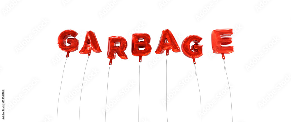 Fototapete garbage - word made from red foil balloons - 3d rendered. can be used for an online banner ad or a p