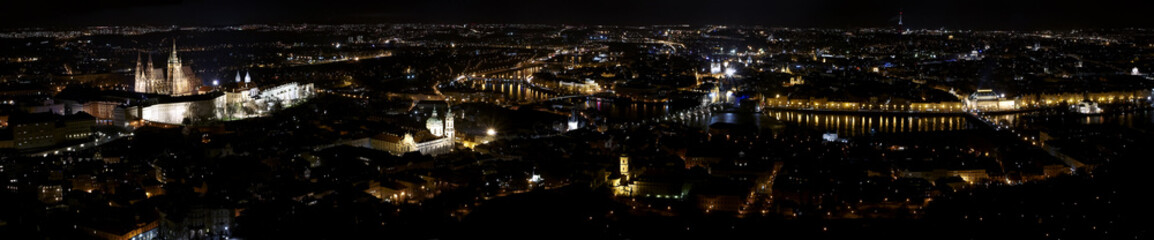 Night view of Prague from the bird's-eye view.