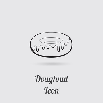 Greyscale Icon of Donut