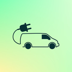 Flat paper cut style icon of an eco car