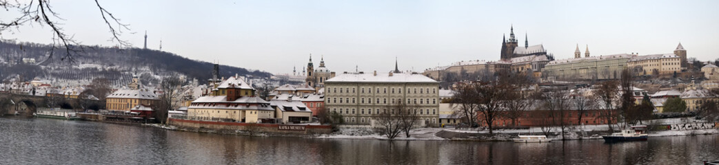 Prague winter morning. Prague Castle. Panorama.